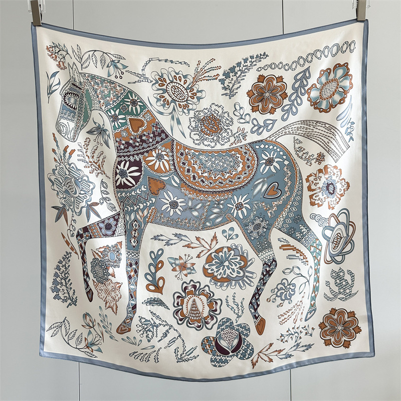 Travel Accessories To Gift - At Baskılı Kadın 90CM Bandanalar 90