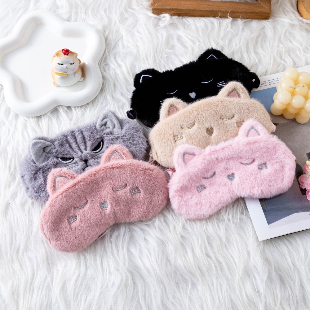 Travel Accessories Eye Mask - Kadınlar için Sevimli Kedi Peluş Uyku