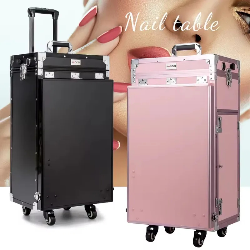 Travel Accessories In Train - YENİ Katlanabilir Tekerlekli Manikür Masası Makyaj